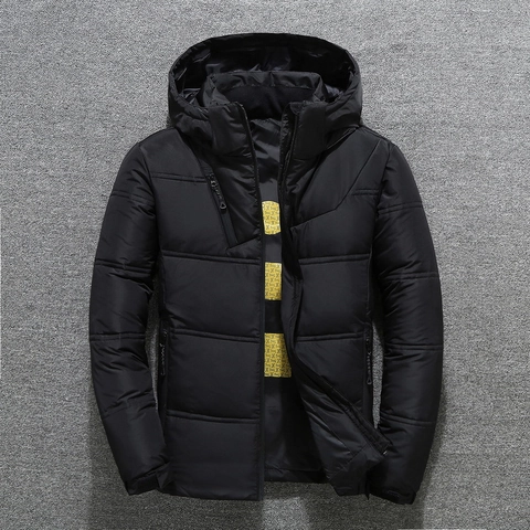 Men's White Duck Down Puffer Jacket Detachable Hood Thick Winter Coat Waterproof Outerwear Casual Warm Padded Parka