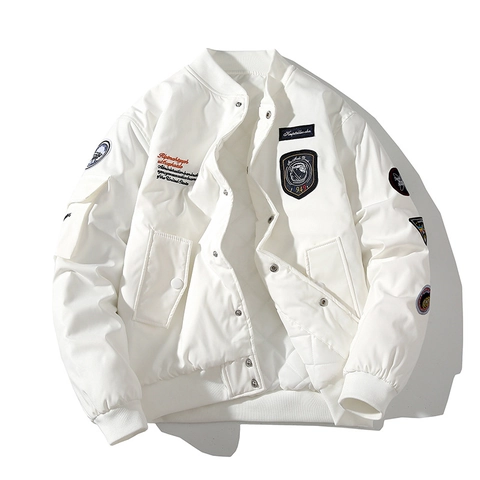 Vintage MA1 Pilot Bomberjacke Herren Damen Bestickte Aufnäher Winddicht Gesteppter Mantel Lässig Arbeitskleidung Streetwear