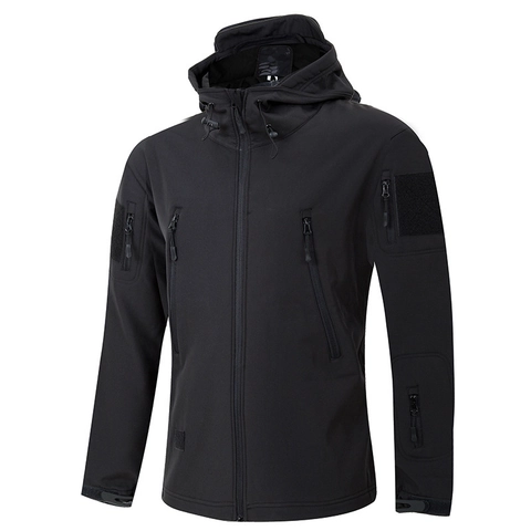 Giacca Softshell Tattica da Uomo Impermeabile Antivento Foderata in Pile con Cappuccio Outdoor Militare Mimetica Caccia Trekking