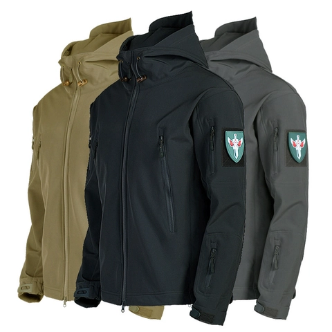 Heren Tactische Softshell Assault Jacket Winddicht Waterdicht Fleece Gevoerd Met Capuchon Outdoor Militaire Stijl Training Jacket Multi Pocket Wandelen Windbreaker