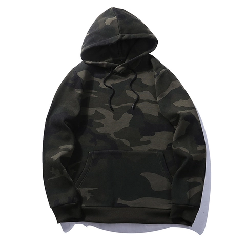 Sweat à Capuche Camouflage Décontracté pour Hommes Manches Longues Streetwear avec Doublure Polaire Poche Kangourou
