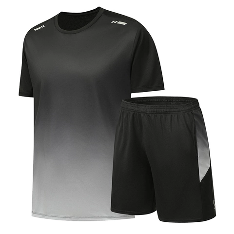 Herren Sportbekleidung T-Shirt Und Shorts Schnelltrocknend Fitness Laufkleidung Farbverlauf Reflektierend Sport Outfit Für Sommer Training