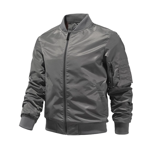 Chaqueta Bomber MA-1 Clásica para Hombre Mezcla de Nylon Resistente al Viento Prenda Ligera Con Bolsillo Utilitario para Uso Diario
