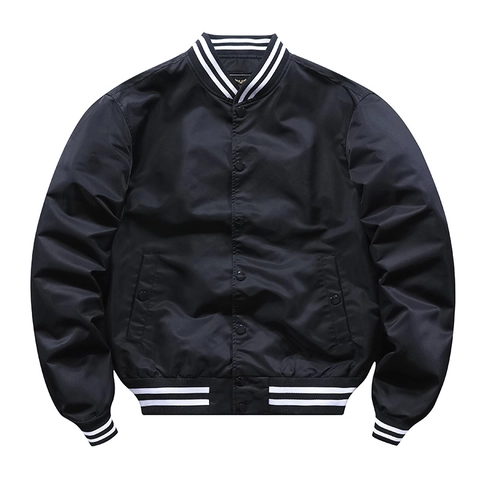 Men Varsity Jacket American Retro Baseball Bomber Jacket Windproof Snap Button Outerwear With Striped Ribbed Trim Casual Daily Sporty Coat