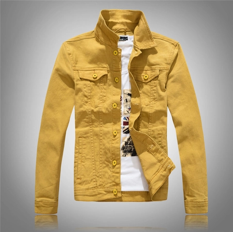 Heren Casual Denim Jas Katoenmix Slim Fit Werkkleding Stijl Effen Kleur Single Breasted Revers Outerwear Jas Met Pattentaschen