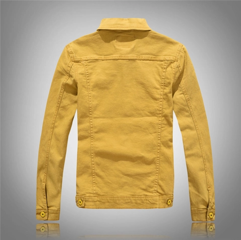 Heren Casual Denim Jas Katoenmix Slim Fit Werkkleding Stijl Effen Kleur Single Breasted Revers Outerwear Jas Met Pattentaschen