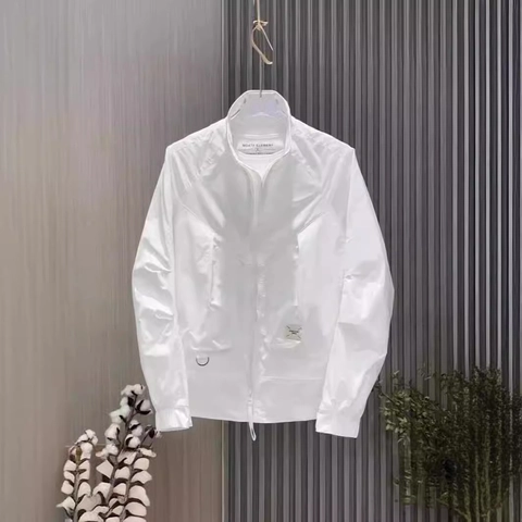 Men's Lightweight Stand Collar Jacket Polyester Nylon Windbreaker Casual Regular Fit Zipper Cargo Top For Men Outerwear