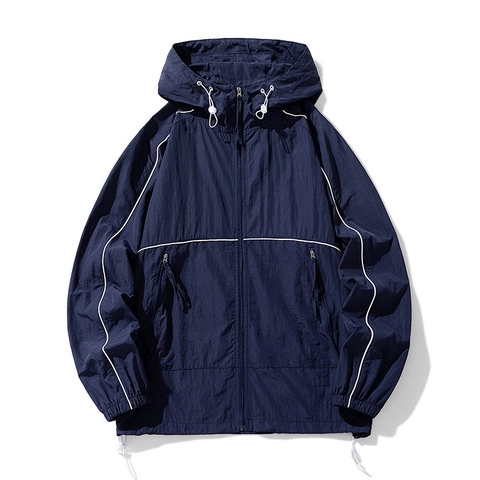 Veste de Protection Solaire Décontractée d'été pour Hommes à Capuche UPF50 Plus Légère Respirante Couleur Unie Coupe-vent