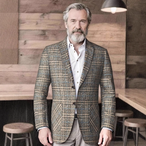 Herren Casual Leinen Plaid Blazer Revers Slim Fit Business Pendeln Jacke Sommer Dünne Streifen Anzüge Top
