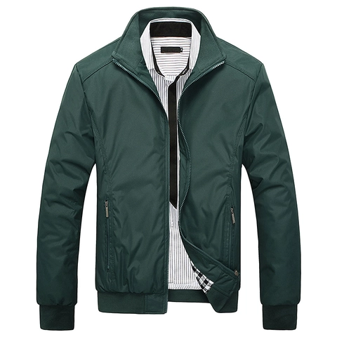 Veste Homme Casual Col Montant Polyester Coupe Vent Doublure à Carreaux Manteau Zippé pour Bureau Quotidien Urbain