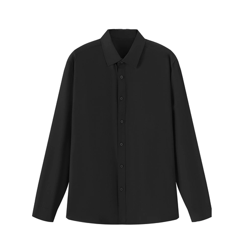 Men Business Shirt Polyester Rayon Wrinkle Resistant Non Iron Slim Fit Long Sleeve Formal Top Solid Color Office Wear