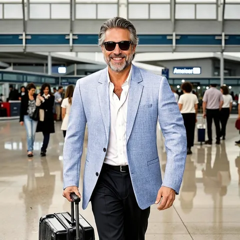 Men Notched Lapel Casual Blazer Cotton Linen Blend Slim Fit Textured Jacket Business Travel Commuter Breathable Outerwear