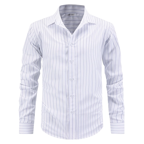 Men's Business Casual Striped Shirt Long Sleeve Turn Down Collar 70% Polyester 30% Rayon Comfortable Simple Daily Top