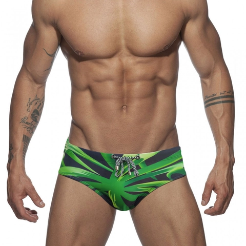 Herren Badeslip Mit Tropischem Palmblattmuster Schnelltrocknend Elastisch Sexy Triangle Bikini Strand Badehose Mit Kordelzug