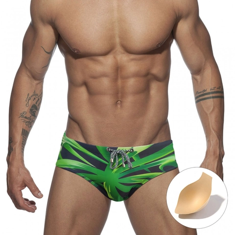 Herren Sexy Tropisch Palmblatt Druck Badehose Schnelltrocknend Strand Trunks Mit Herausnehmbarem Polster Kordelzug Bademode