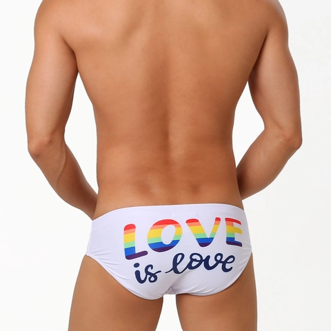 Herren Badehose Polyester Und Elasthan Schnell Trocknend Elastisch Regenbogen Buchstaben Druck Sexy Niedrige Taille Strand Pride Slips