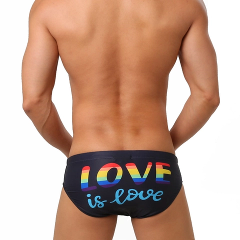 Herren Badehose Polyester Und Elasthan Schnell Trocknend Elastisch Regenbogen Buchstaben Druck Sexy Niedrige Taille Strand Pride Slips