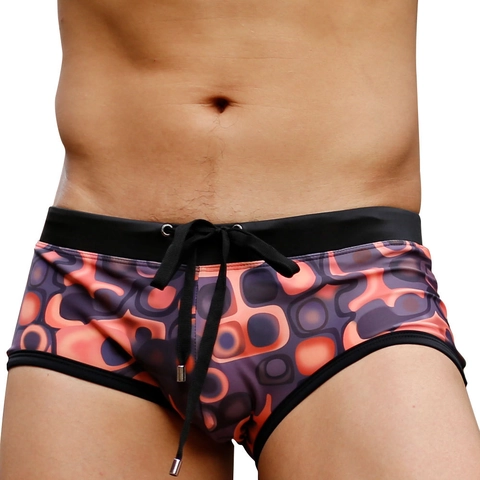 Herren Badehose Niedrige Taille Bikini Mit Herausnehmbarer Polsterung Schnelltrocknend Geometrisches Muster Bademode Für Männer