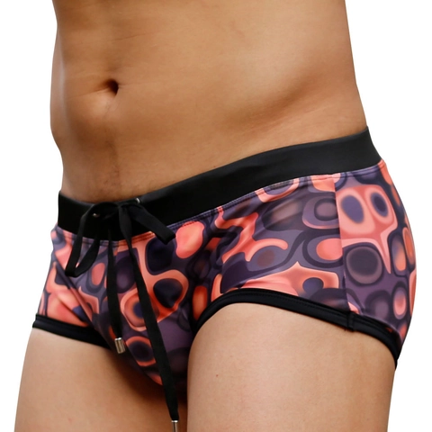 Herren Badehose Mit Abstraktem Geometrischem Druck Schnelltrocknend Elastische Strandshorts Mit Kordelzug Atmungsaktive Herren Bademode