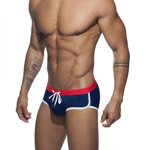 Men's Swim Briefs Quick Dry Polyester Spandex Swimwear Color Block Contrast Binding Drawstring Beach Swimming Trunks For Men