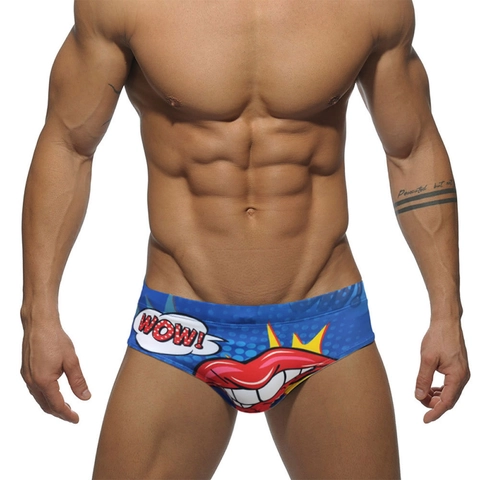 Herren Pop Art Badehose Niedrige Taille Schnelltrocknend Sexy Lippen Erdbeere Bedruckt Bikini Badebekleidung Strand Shorts