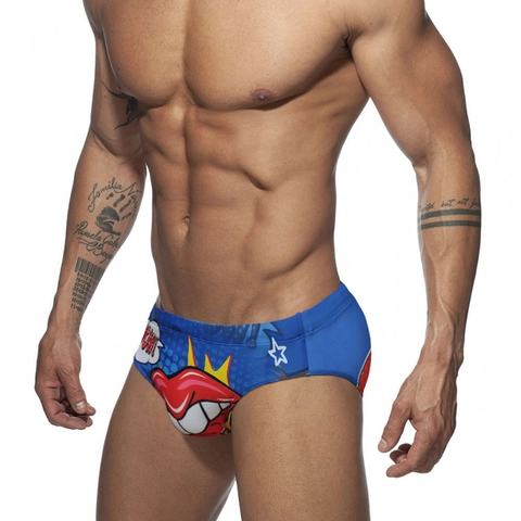 Herren Pop Art Badehose Niedrige Taille Schnelltrocknend Sexy Lippen Erdbeere Bedruckt Bikini Badebekleidung Strand Shorts