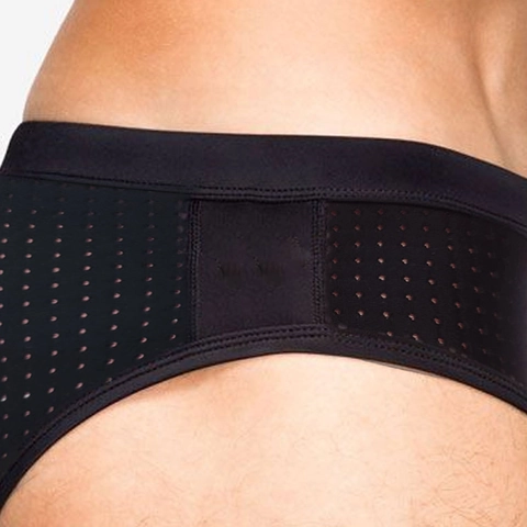 Herren Sexy Halbtransparente Mesh Schwimmbriefs Nylon Elasthan Atmungsaktiv Niedrige Taille Badehose Mit Herausnehmbarem Pad