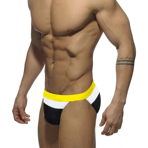 Slips de Bain Sexy pour Hommes Patchwork Taille Basse Séchage Rapide Haute Élasticité Maillots de Bain pour Plage Piscine Surf