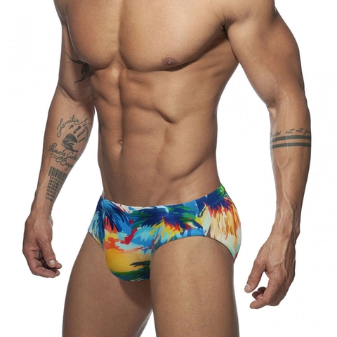 Herren Badehose Abstrakt Tropischer Strand Sonnenuntergang Druck Schnelltrocknend Elastisch Niedrige Taille Schwimmhose Herren Beachwear