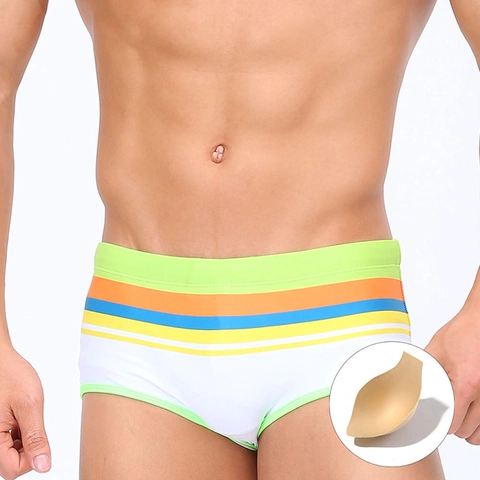 Maillot de Bain Homme Sexy Rayé Avec Rembourrage Bonnet Amovible Taille Basse Nylon Spandex Sportif Pour Plage