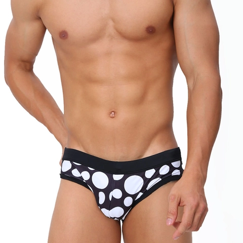Men Polka Dot Swim Briefs Sexy Low Waist Quick Dry Beach Swimwear Sport Athletic Trunks Polyester Spandex Swimsuit For Men