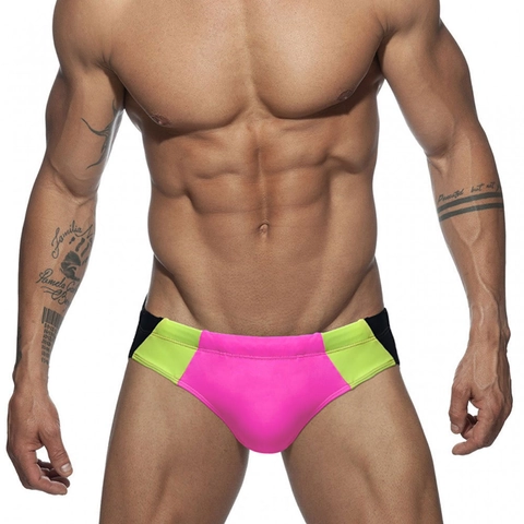 Slips de Bain pour Hommes Polyester Élasthanne Séchage Rapide Color Block Patchwork Taille Basse Sportif Sexy Maillots