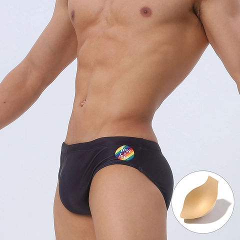 Herren Sexy Pride Badehose Regenbogen Print Low Waist Schwimmbriefs Mit Herausnehmbarem Pad Polyester Elasthan Beachwear