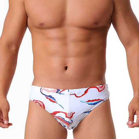 Herren Sexy Abstrakt Bedruckte Badeslip Schnelltrocknend Elastisch Niedrige Taille Athletische Badehose Für Strand Pool Sportmode