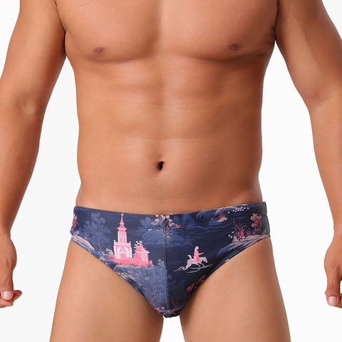 Maillot de Bain Homme Imprimé Illustration Japonaise Polyester Spandex Séchage Rapide Plage Avec Coquille de Protection