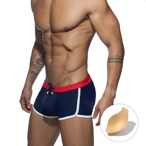 Maillot de Bain Boxer Homme Patchwork Couleur Contrastée Avec Coque Rembourrée Sportif de Plage Séchage Rapide Short de Bain Élastique