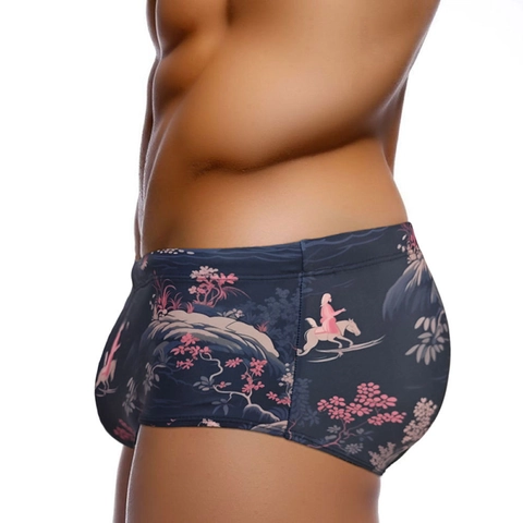 Heren Zwemshort Polyester Elastaan Sneldrogend Oosterse Print Badmode Vintage Lage Taille Trekkoord Strandkleding Voor Surfen Watersport