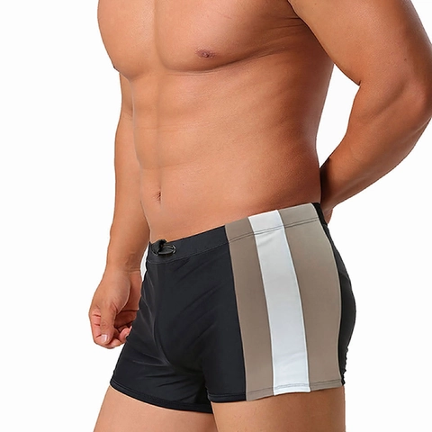Herren Sportlich Boxer Badehosen Schnelltrocknend Atmungsaktiv Polyester Elasthan Patchwork Low Waist Schwimmshorts Für Strand Pool