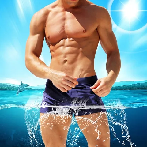 Herren Nylon Schnelltrocknend Badehose Mode Niedrige Taille Badeanzug Mit Reißverschlusstasche Einfarbig Strandshorts Für Urlaub