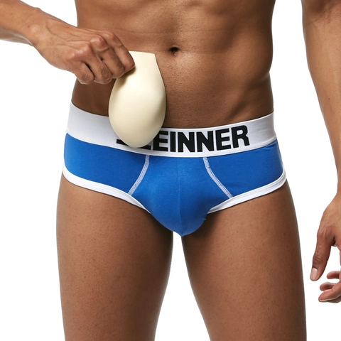 Slips Taille Basse en Mélange de Coton pour Hommes Avec Rembourrage Amovible Sculptant Remonte-Fesses Sous-Vêtements Sportifs