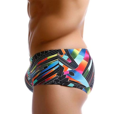 Maillot de Bain Homme Imprimé Géométrique Avec Coque de Protection Amovible Séchage Rapide Nylon Pour Plage et Piscine