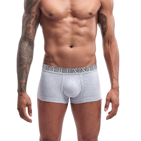Men Cotton Boxer Briefs Comfortable Breathable U-Pouch Soft Solid Color Mid-Waist Underwear For Everyday Casual Wear Premium Cotton Underwear