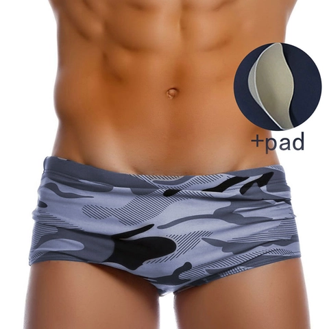 Maillot de Bain Homme Polyester Élasthanne Imprimé Camouflage Séchage Rapide Shorts de Plage Taille Basse Avec Coussinet