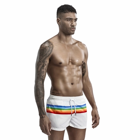 Herren Regenbogenstreifen Bedruckt Strandshorts Schnelltrocknend Polyester Badeshorts Mit Innenfutter Mode Sport Freizeit Shorts