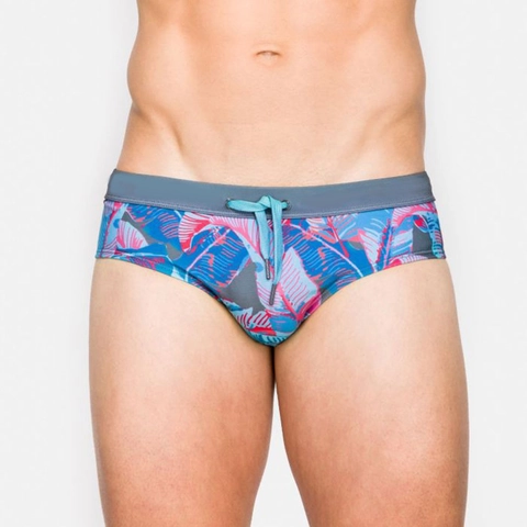 Heren Zwemclips Sneldrogend Tropische Bladeren Print Verstelbaar Trekkoord Strandvakantie Surfen Lage Taille Polyester Elastaan Zwemkleding