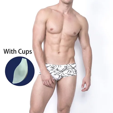 Herren Badehose Im Chinesischen Stil Mit Tinten Bambusdruck Integrierter Polsterung Nylon Elasthan Schnelltrocknend Strandmode