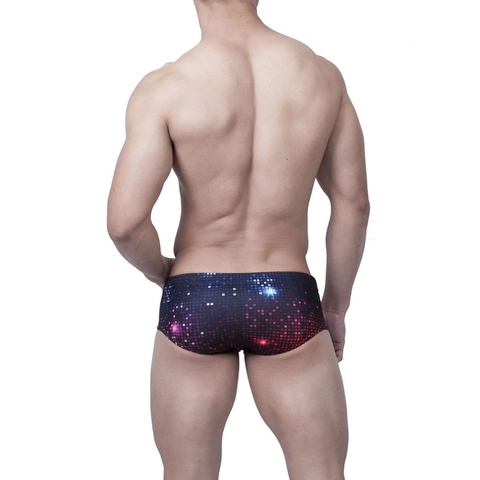 Herren Badehose Schnelltrocknend Nylon Elastisch Digital Pixel Print Quadrat Muster Sexy Niedrige Taille Boxer Briefs Schwimmen Strand Maillots