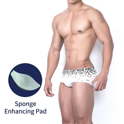 Herren Badehose Boxer Mit Abnehmbarer Schaumstoffschale Digital Pixel Print Bund Schnelltrocknend Elastisch Strandmode