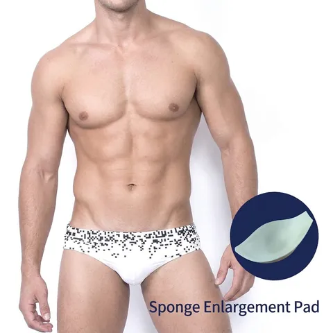 Herren Pixel Print Badehose Mit Herausnehmbarem Push Up Pad Schnelltrocknend Niedrige Taille Nylon Elasthan Badeslips