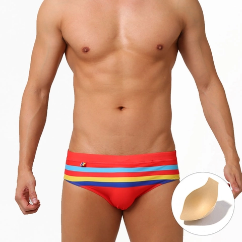 Sexy Nylon Gestreifte Badehose Für Herren Low Rise Beach Surfen Bikini Badebekleidung Mit Herausnehmbarem Pad Urlaub Sport Shorts